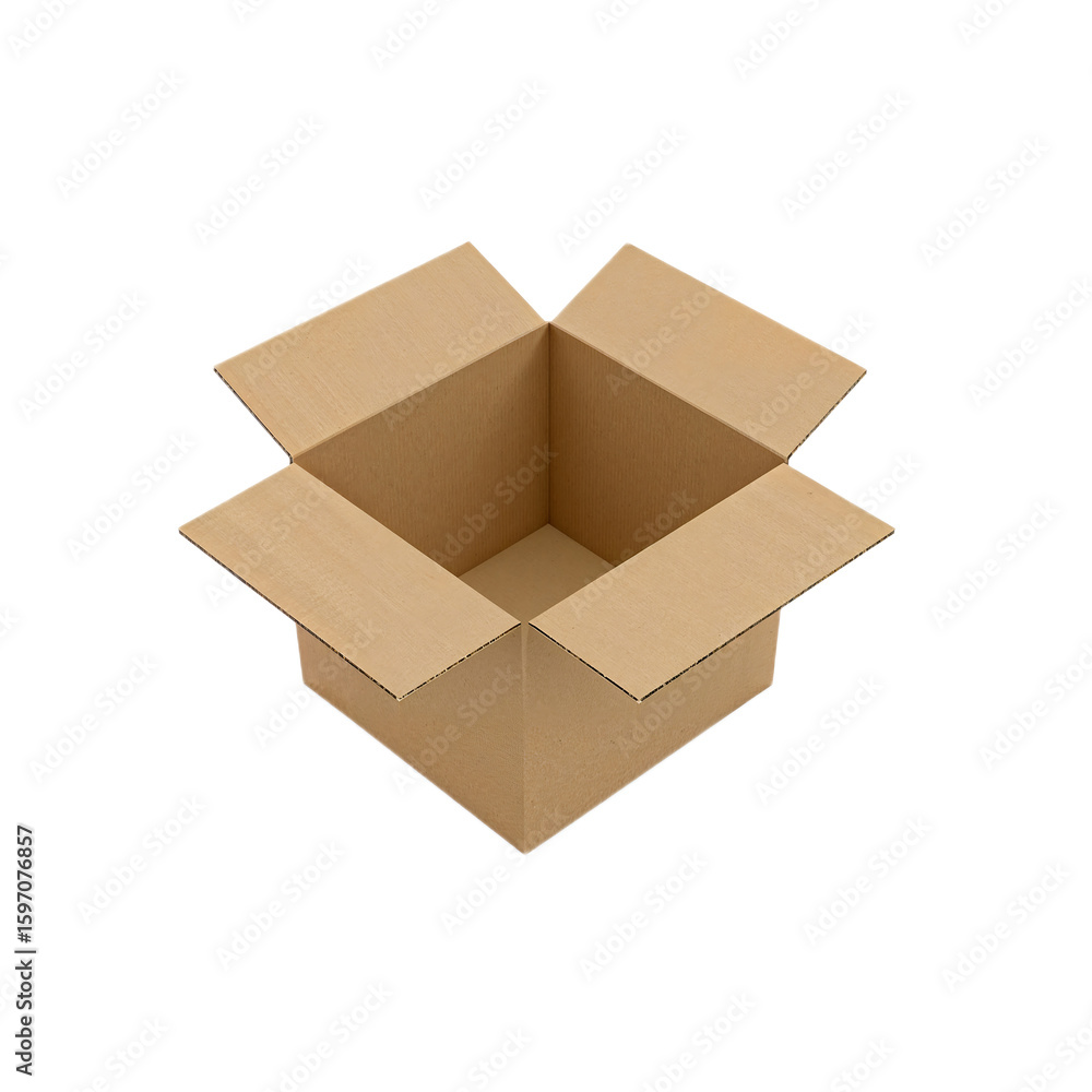Empty open cardboard box, square shape, light brown, ready for packaging. Empty open cardboard box, square shape, light brown, ready for packaging.