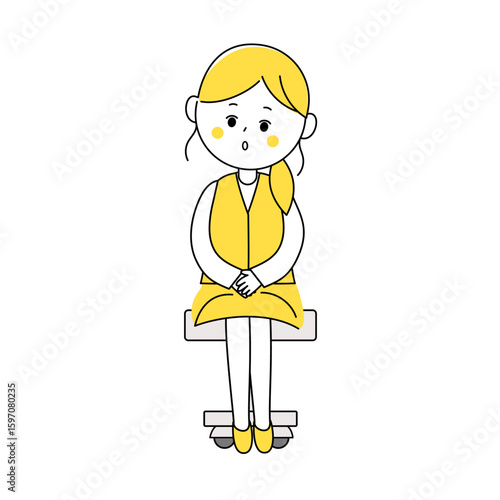 感心する制服姿の女性のイラスト