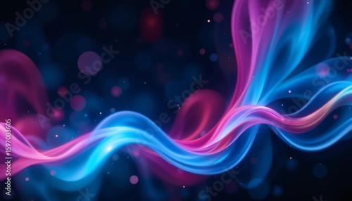 Abstract light painting with neon colors flowing gracefully in a fluid motion