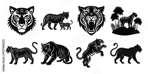 Majestic Tigers A Collection of Striking Black and White Illustrations
