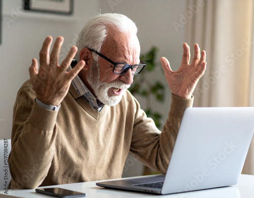 Frustrated Senior Citizen Struggles to Utilize Laptop Computer to Handle Necessary Personal Business 107
