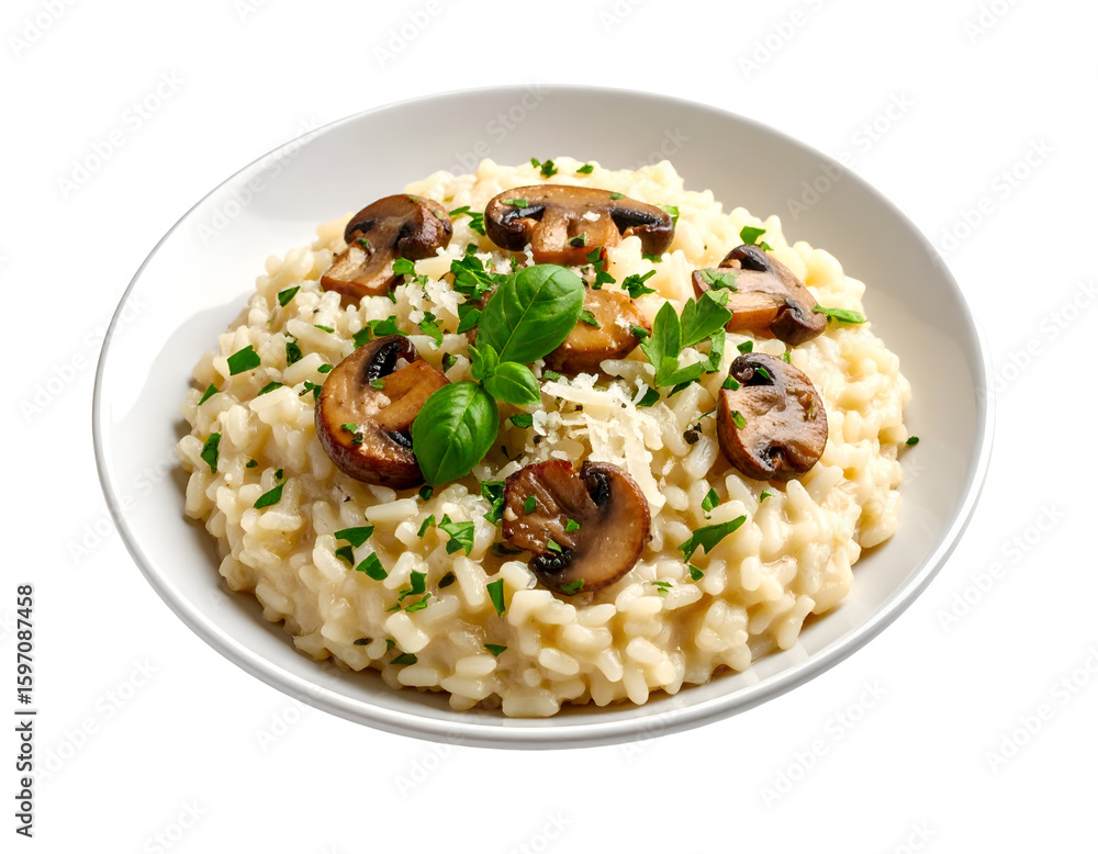 gourmet mushroom risotto, italian food, isolated on transparent png gourmet mushroom risotto, italian food, isolated on transparent png