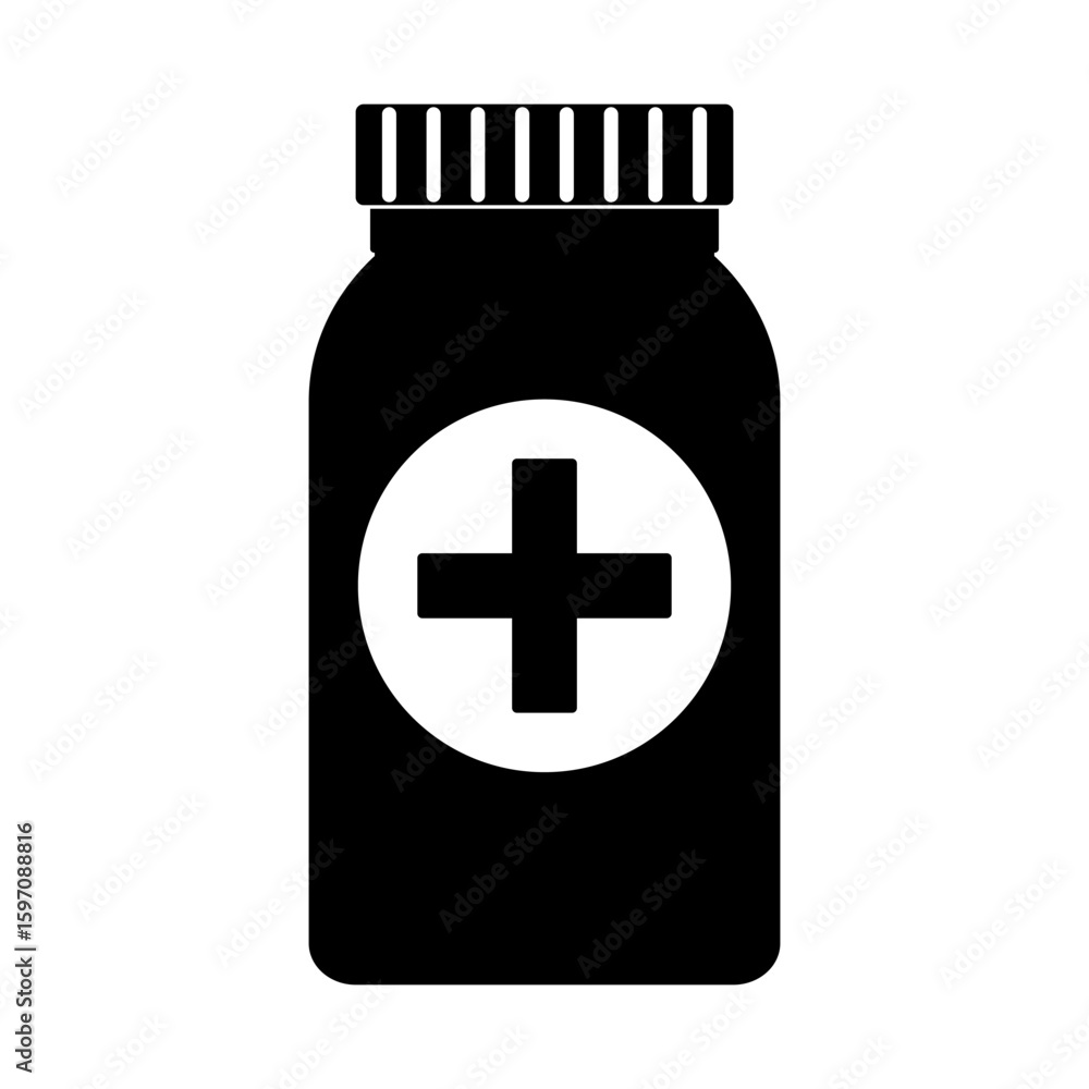 Fototapeta premium Medication Bottle with Plus Sign icon