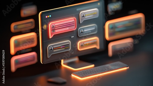 Computer screen displaying chat conversations background image