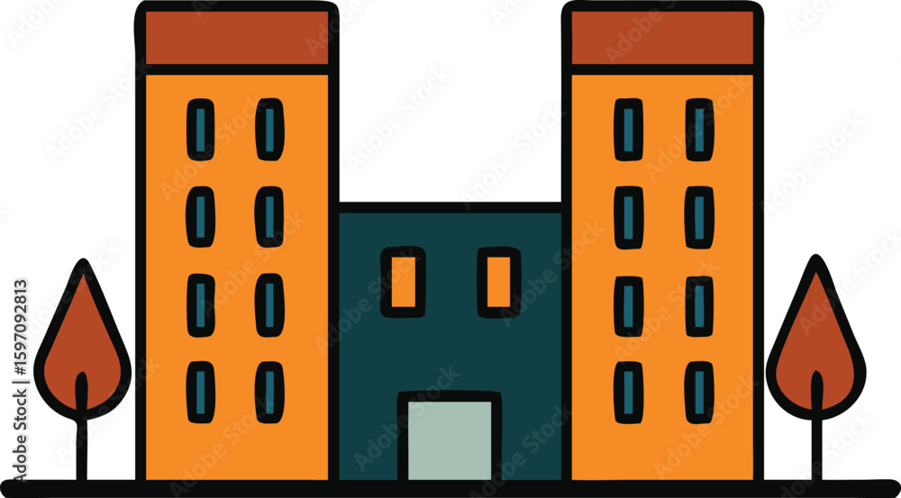 Naklejka premium Island Resort with Minimal Palm Icon