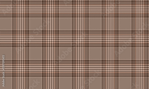 Seamless plaid pattern, brown, beige, warm and classic feel, for textiles, clothing, skirts, dresses, pants, adding a tasteful vintage touch to any fashion look, vector illustration.