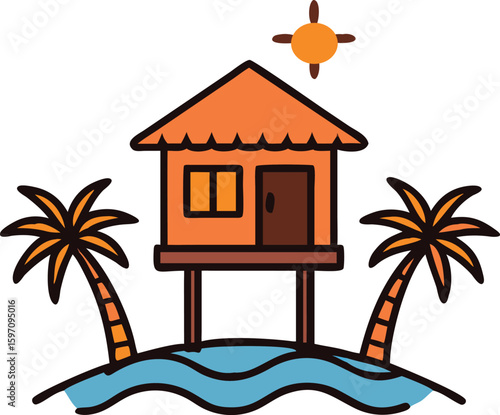 Wooden Overwater Bungalow Icon