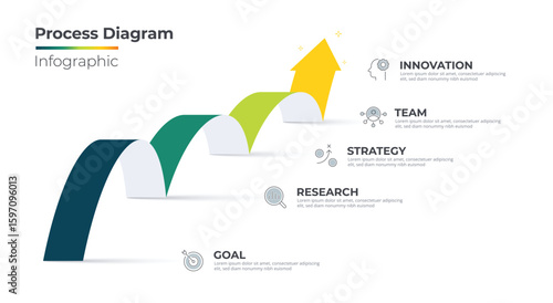 5 Step growth infographic with upward arrow.