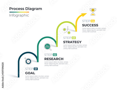 Step growth diagram infographic template 4 option