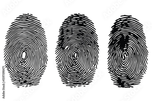 fingerprint silhouette set in different unique oval shapes