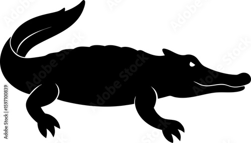 Silhouette of a crocodile mid swim