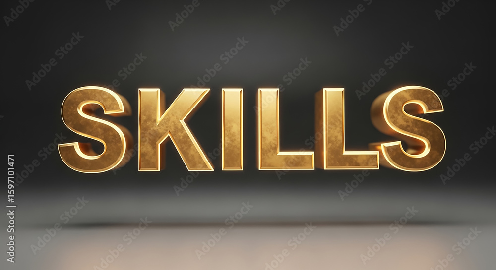 Obraz premium Golden skills word representing expertise and abilities