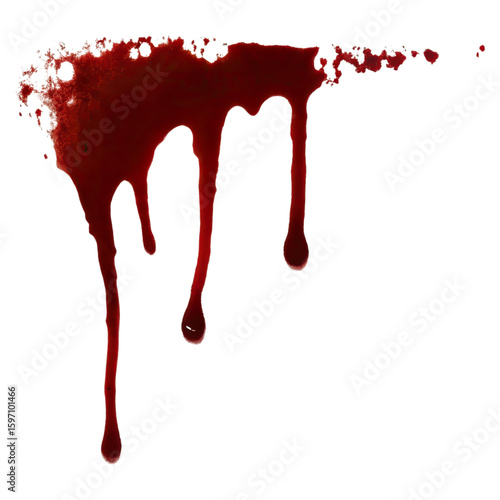 Cut out of red blood drops concept. A realistic depiction of dripping red liquid or paint.