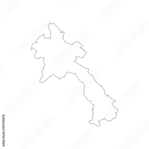 Laos map design vector illustration on white backfround. Laos map concept stroke symbol design. Simple outline drawing Laos map