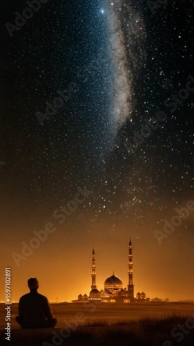 man sitting alone under the stars during straty night 4K Videos