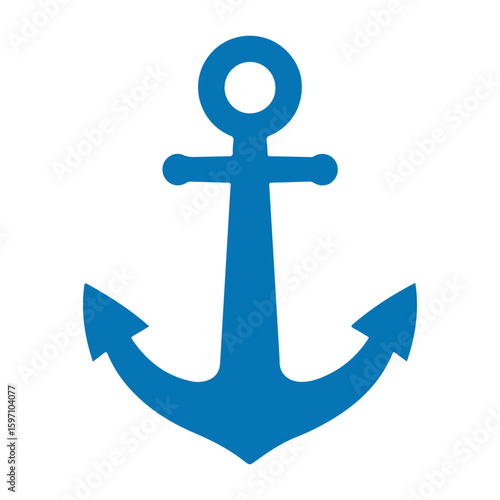 anchor icon vector illustration, blue sea ship anchor icon vector isolated on white background