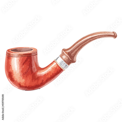 Tobacco pipe watercolor illustration, isolated