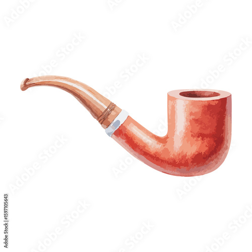 Tobacco pipe watercolor illustration, isolated