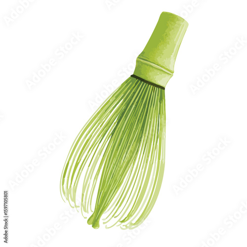 Whisk for matcha tea watercolor illustration, isolated