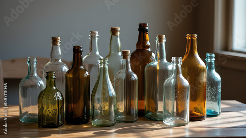 Wallpaper Mural Creative glass bottle collection display indoor environment photography natural light still life concept for home decor Torontodigital.ca