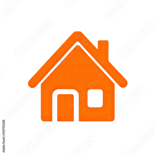Orange House Icon Simple Home Symbol