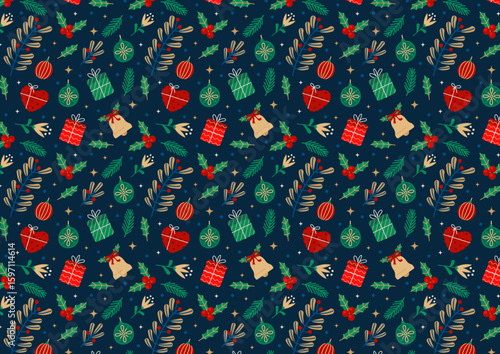 Christmas wrapper presents and mistletoe