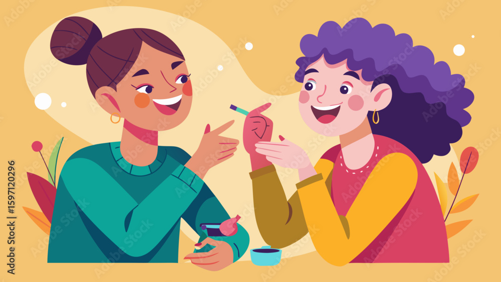 Painting each other s nails while giggling Painting each other s nails while giggling