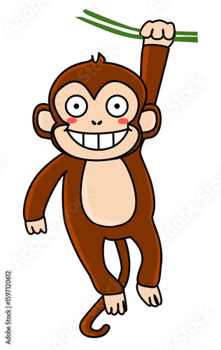 Illustration of a hanging monkey