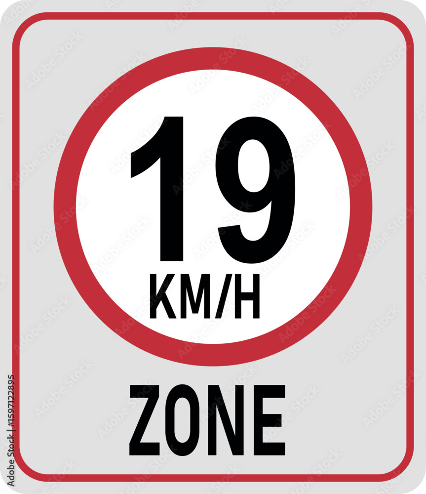 19 km h speed limit zone. Vector illustration 19 km h speed limit zone. Vector illustration