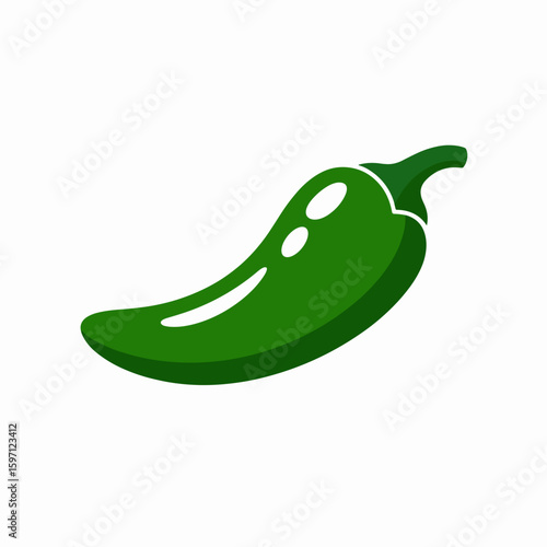 Green Jalapeno Pepper Illustration Healthy Eating and Fresh Spice Ingredient in Isolated Style