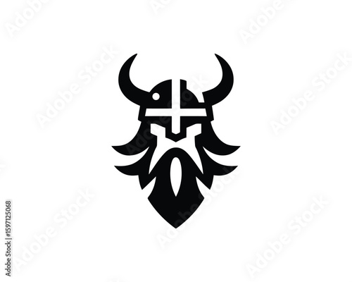 Bold Viking Warrior Mascot Silhouette Design Emblem