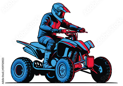 ATV Rider in Action A Dynamic Vector Illustration of Off Road Adventure and Motorsports Excitement