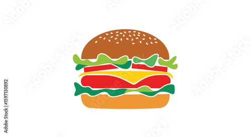 Delicious Fast Food Concept, Bright Colors, Simplistic Design, Fun and Playful Environment