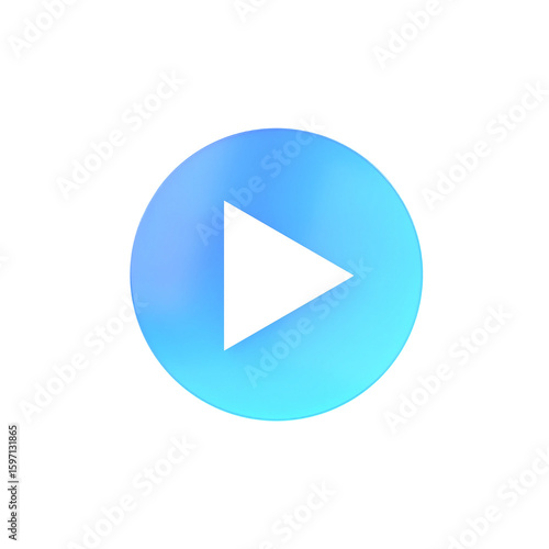 Free Download 3Dイラストアイコン。青と水色のグラデーションの透明感のある丸い背景に白い再生マーク - GFXLoad