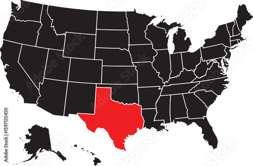 Texas highlighted on a map of the United States.
