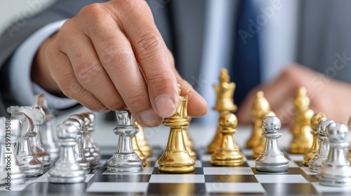 Wallpaper Mural Strategic Chess Move: A close-up view of a strategic chess move unfolds, showcasing the intricate planning and intellectual prowess involved in the game. Torontodigital.ca