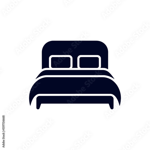 Simple Bed Icon Design for Bedroom Furniture and Restful Sleep Symbol for Interior Design and Relaxation