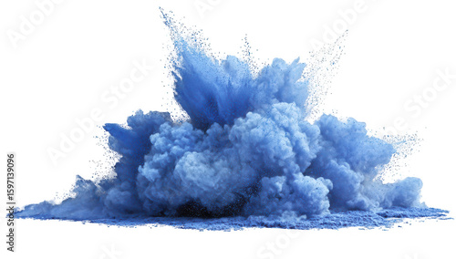 Intense blue powder explosion