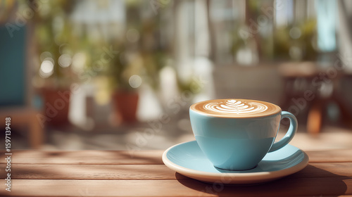 Wallpaper Mural Blue coffee cup latte art image Torontodigital.ca