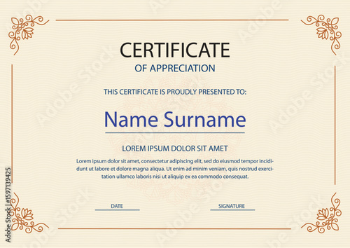 certificate design template vector, certificate design vector