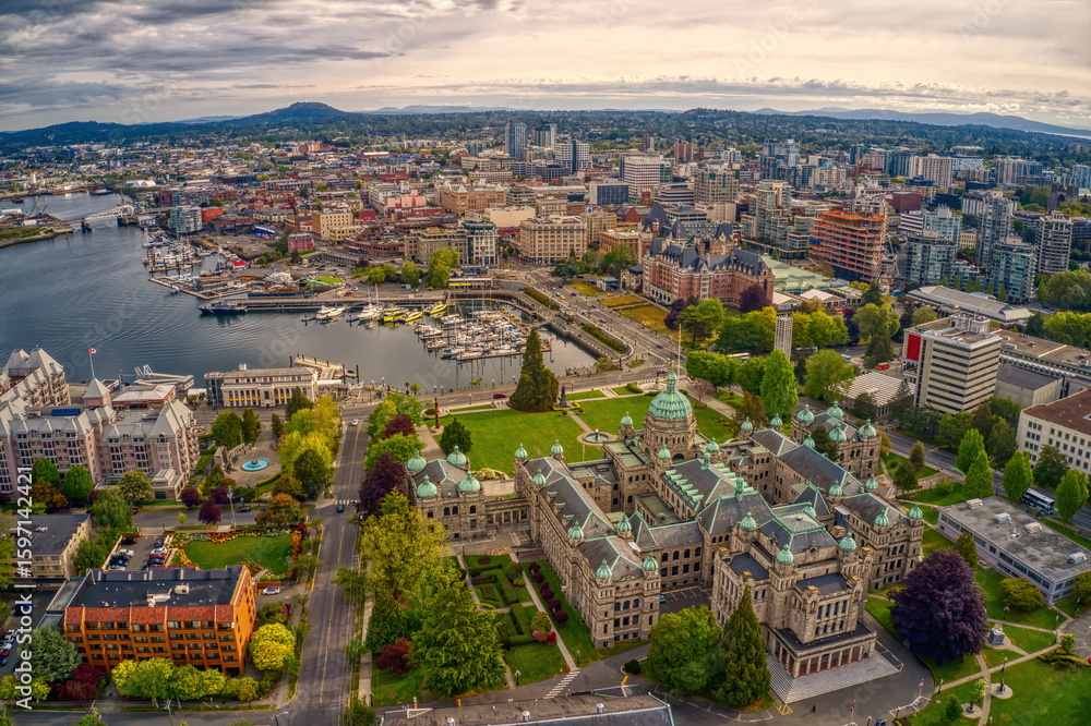 Fototapeta premium Aerial View of Victoria, British Columbia during Summer