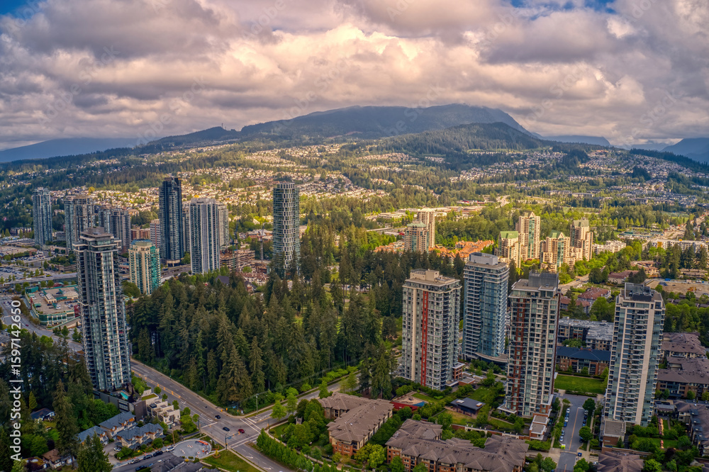 Fototapeta premium Aerial View of Coquitlam, British Columbia during Summer
