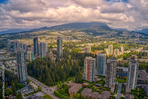 Aerial View of Coquitlam, British Columbia during Summer