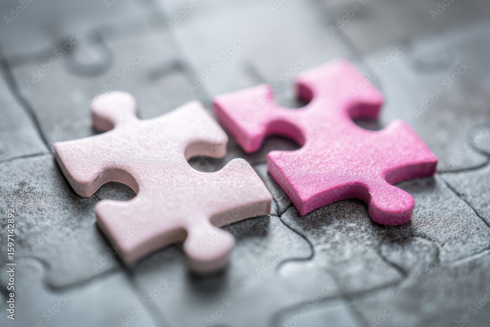 Fototapeta premium 127. Puzzle pieces fitting together, problem solving, teamwork, solution, cooperation