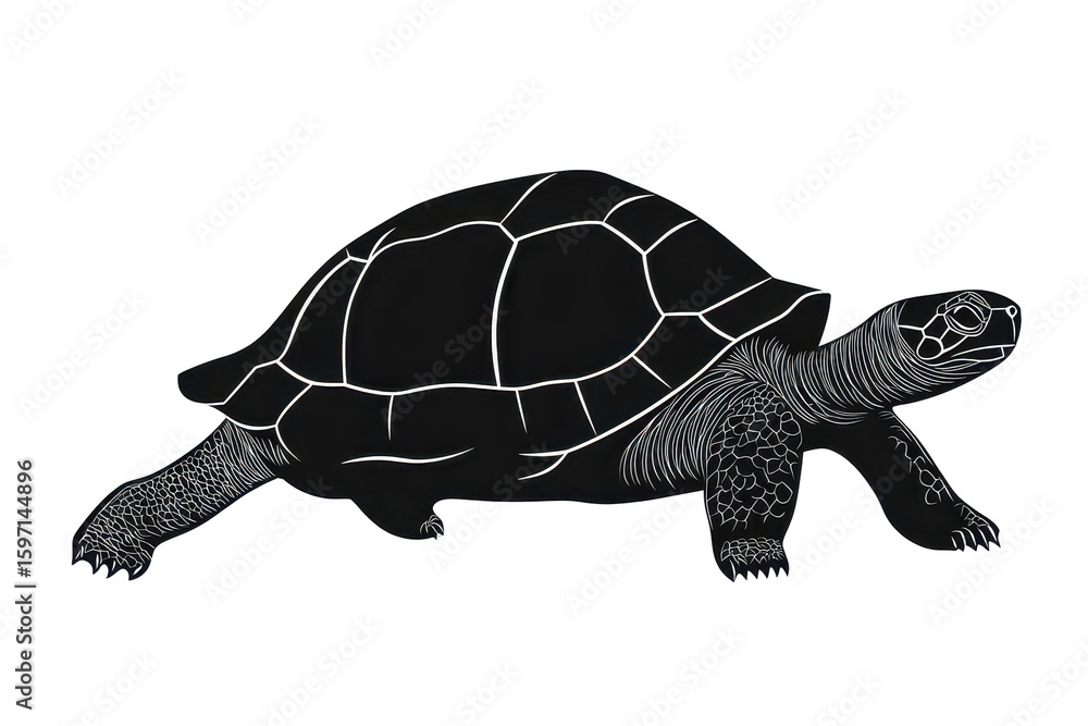Fototapeta premium Slow-moving tortoise icon vector illustration isoleted on white background in silhouette .