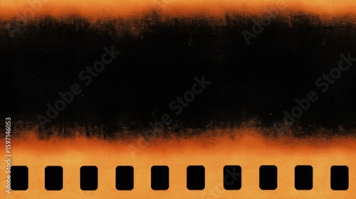 vintage burnt film strip frame with orange and black texture for overlays and retro edits
