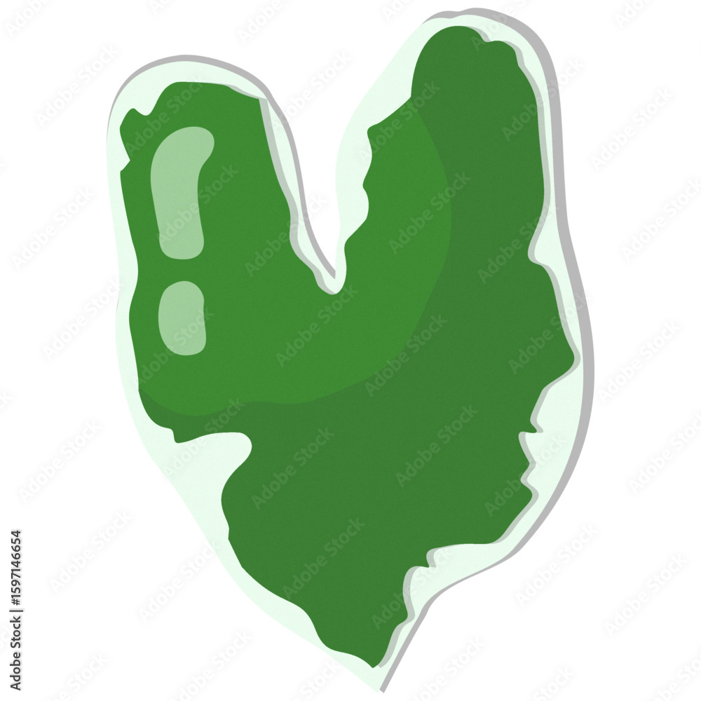 Obraz premium A bright green heart-shaped illustration with a white outline 
