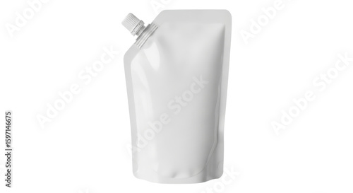 White stand-up flexible pouch with spout isolated on white background