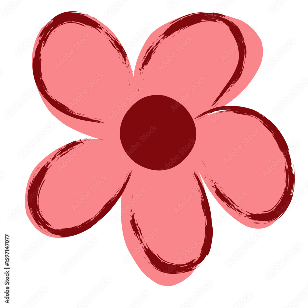 Fototapeta premium SIngle pink flower with flat style