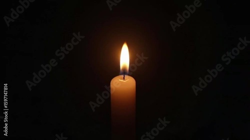 Real-time candle flame flickering in dark moody space with soft shadow